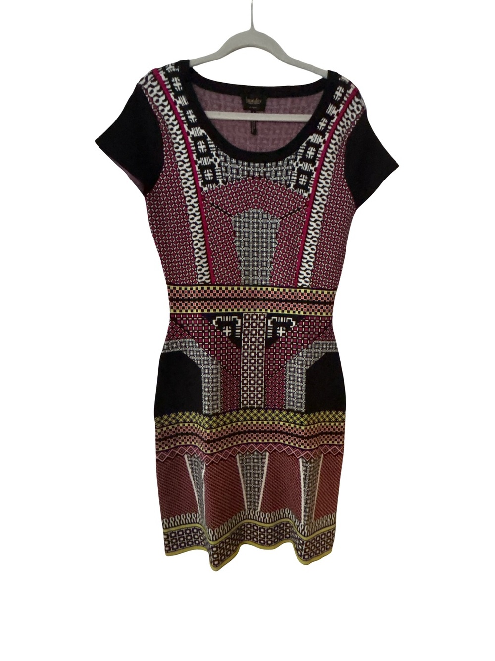 Laundry by Shelli Segal Abstract Geometric Southwestern Knit Bodycon Dress Small